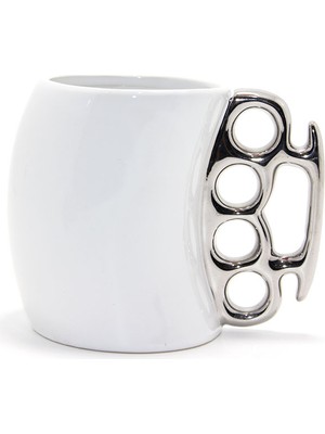 Porselen Muşta Tasarımlı Kupa Bardak Gümüş Renk Dinç Store