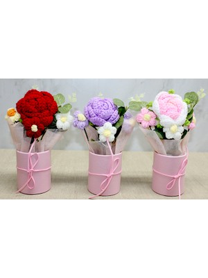 El Örgüsü Saksıda Gül Buketi Dinç Store