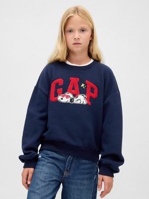 Gap Kız Çocuk Lacivert Vintagesoft Snoopy Logo Sweatshirt