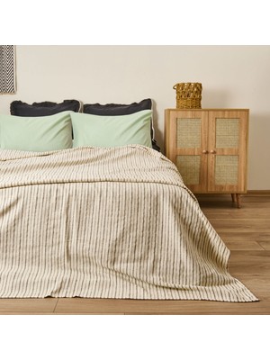 Matmel Soft Brisa Tek Kişilik Pike - Ekru / Siyah- 180X240 cm
