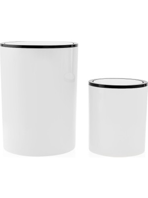 Matmel 2'li Çöp Kovası Seti - Beyaz - 5 Lt + 2 Lt