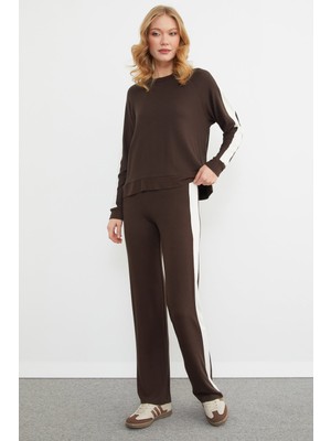 FullaModa Basic Bisiklet Yaka Şeritli Modal 2 Li Takım