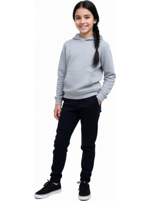 Elsi Bebe Unisex Çocuk Soğuk Havaya Dayanıklı 3 Iplik Şardonlu Siyah Eşofman ALTI-442435