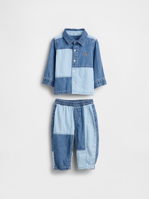Gap Bebek Mavi Two-Tone Denim Outfit Set