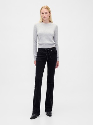 Gap Kadın Siyah Low Rise Long & Lean Lace-Up Jean Pantolon