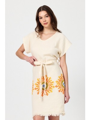 Mulberry Müslin Kadın Plaj Elbisesi Kolsuz %100 Pamuk