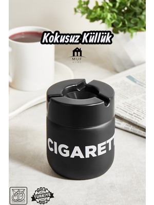 Muf Home Kokusuz Küllük Cam Hazneli Yanmaz Plastik Kapaklı Ev Ofis ve Araç Içi Kül Tablası Şık Tasarım 425CC