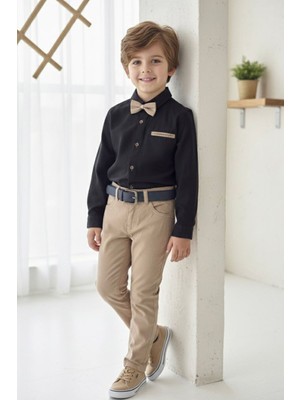 Miniğimin Cicileri Papyon Detaylı Kemerli Erkek Çocuk Spor Takım - Siyah