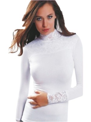 Lonca Tekstil Dantel Detaylı Boğazlı Body