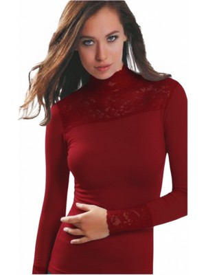 Lonca Tekstil Dantel Detaylı Boğazlı Body