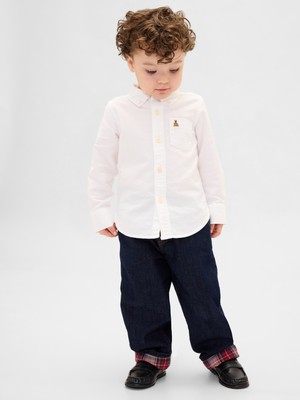 Gap Erkek Bebek Koyu Mavi Flannel-Lined Baggy Jean Pantolon
