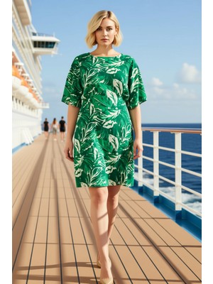 Benerly Kadın A Kesim Bisiklet Yaka Kısa Kol Dokuma Mini Elbise Fonksiyonel Dayanıklı Şık