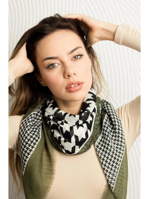 Modex Kazayağı Desenli Renkli Eşarp Fular (Ölçü: 100 x 100 Cm)