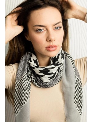 Modex Kazayağı Desenli Renkli Eşarp Fular (Ölçü: 100 x 100 Cm)