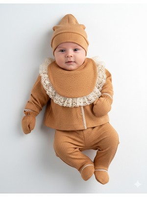 Eda Baby Dantel Detaylı 5'li Bebek Hastane Çıkış Seti %100 Pamuk