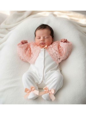 Eda Baby Dantelli Pelerinli Lüks Bebek Tulumu %100 Pamuk