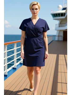 Benerly Kadın Büyük Beden V Yaka Düşük Kol Örme Elbise Fonksiyonel Dayanıklı Kaliteli Şık %100 Pamuk