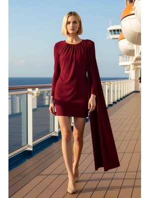 Benerly Kadın Bisiklet Yaka Uzun Kol Düz Örme Bodycon Mini Elbise Fonksiyonel Dayanıklı Kaliteli Şık