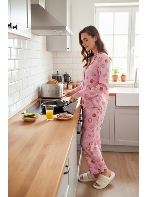 Lela Reguar Fit Yumuşak Dokulu Pijama Takımı Bayan Pijama Takımı 611PT288Y