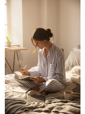 Lela Desenli Rahat Kesim Bol Paça Yazlık Pijama Takımı Bayan Pijama Takımı 6110014