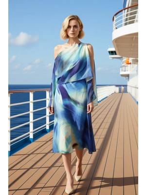 Benerly Kadın Kayık Yaka Kolsuz Düz Kesim Maxi Elbise Şifon Dokuma Fonksiyonel Spor