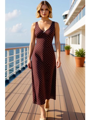 Benerly Kadın V Yaka Standart Kol Bodycon Kalıp Maxi Tül Elbise Fiyonk Detaylı Fonksiyonel Estetik