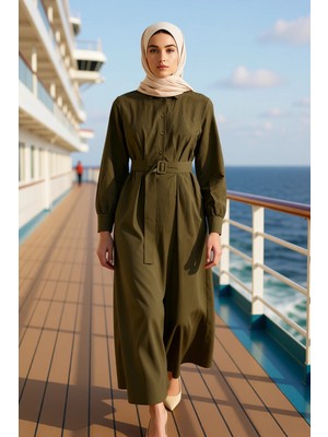 Benerly Kadın Gömlek Yaka Standart Kol Düz Desen Dokuma Elbise Fonksiyonel Dayanıklı Kaliteli Spor