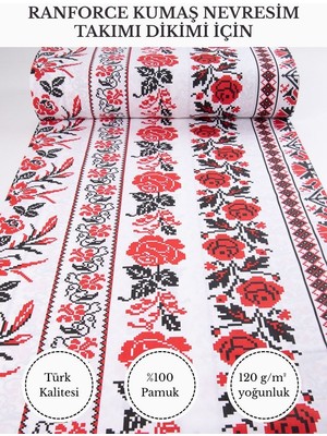 Fabricstown Renkli Baskılı Ranforce Kumaş – %100 Pamuk Nevresimlik Kumaş, 240 cm En