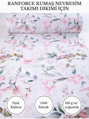 Fabricstown Renkli Baskılı Ranforce Kumaş – %100 Pamuk Nevresimlik Kumaş, 240 cm En