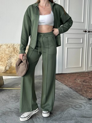 Berk My Kadın Modal Kumaş Çimalı Fermuarlı Dik Yaka Takım Çimalı Tam Fermuarlı Takım