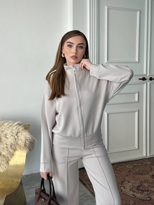 Berk My Kadın Modal Kumaş Çimalı Fermuarlı Dik Yaka Takım Çimalı Tam Fermuarlı Takım