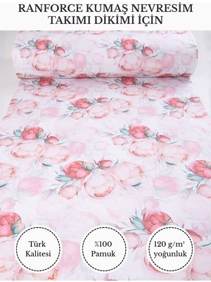 Fabricstown Renkli Baskılı Ranforce Kumaş – %100 Pamuk Nevresimlik Kumaş, 240 cm En