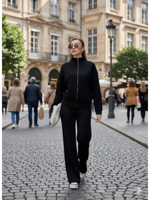 Berk My Kadın Modal Kumaş Çimalı Fermuarlı Dik Yaka Takım Çimalı Tam Fermuarlı Takım