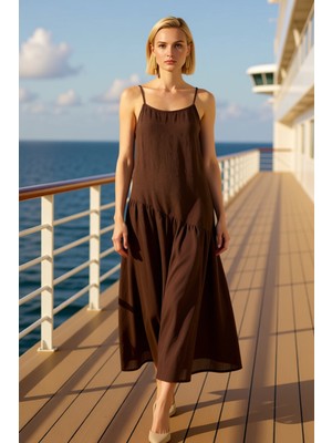 Benerly Kadın Bisiklet Yaka Kolsuz Düz Midi Elbise Fonksiyonel Dayanıklı Kaliteli Rahat