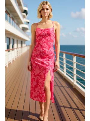 Benerly Kadın Degaje Yaka Kolsuz Çan Kesim Midi Örme Elbise Yırtmaç Detaylı