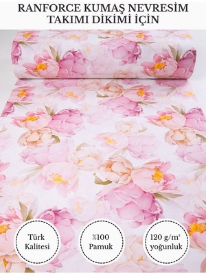 Fabricstown Renkli Baskılı Ranforce Kumaş – %100 Pamuk Nevresimlik Kumaş, 240 cm En