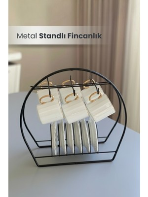 Orvila Metal 6 Kancalı Şık Fincan Askılığı Bardak Standı Kahve Fincanı Standı Fincanlık