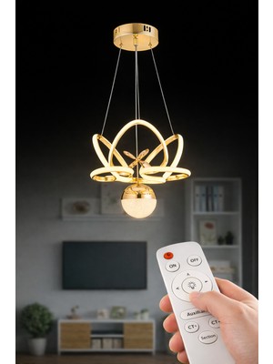 Lotus Gold Tek Toplu Kumandalı Lüks Akgül Avize