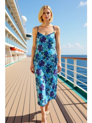 Benerly Kadın V Yaka Kolsuz A Kesim Şifon Maxi Elbise Fonksiyonel Dayanıklı Estetik