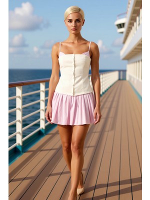 Benerly Kadın Askılı Straplez Yaka Kolsuz Skater Kalıp Mini Dokuma Elbise Şık