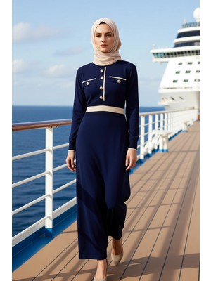 Benerly Kadın Bisiklet Yaka Standart Kol Triko Kalıp Maxi Elbise Fonksiyonel Kaliteli