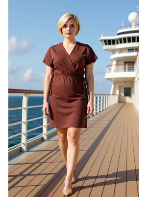 Benerly Kadın Büyük Beden V Yaka Düşük Kol Örme Elbise Fonksiyonel Dayanıklı Kaliteli Şık %100 Pamuk