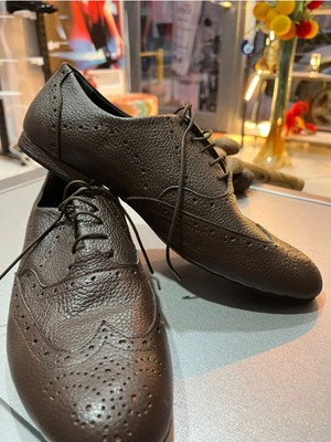 Bitangosu Kahverengi Çift Yüzlü Baba Model Tango, Dans ve Salon Ayakkabısı Içi Deri Dikişli Taban 1 cm Topuk