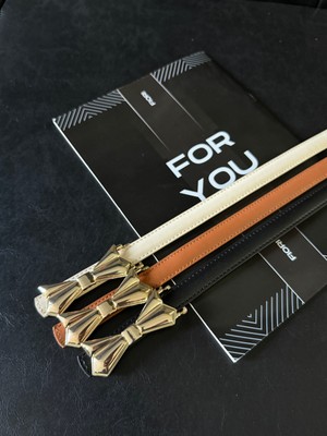 Fiori 3'lü Hakiki Bombeli Deri Papyon Tokalı Ince Kadın Kemeri, Ceket Kemeri, Gömlek Kemeri, Elbise Kemeri