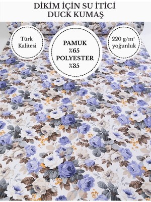 FabricsTown Desenli Su Itici Duck Kumaş | %65 Pamuk %35 Polyester | Masa Örtüsü, Runner ve Döşemelik Kumaş