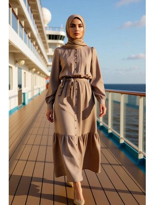 Benerly Kadın Ceket Yaka Standart Kol Düz Desen Aerobin Dokuma Elbise Fonksiyonel Dayanıklı Modern