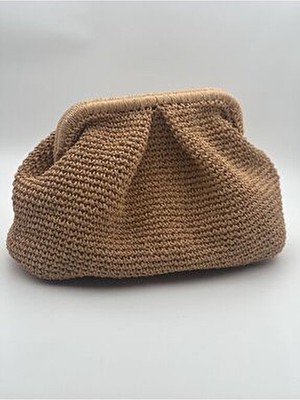Kadınlar için Hasır Burslu Clutch Çanta Organik Tekstil Malzeme ile Şık Görünüm Sağlar