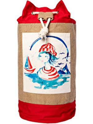 Anemoss Denizci Kız Jüt Çanta Büzgülü Tasarım Kadın Çantası Çevre Dostu Yaz Stili