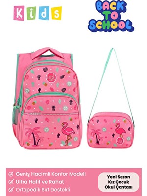 POLOGRAND London Kız Çocuk Okul Çantası li Geniş Hacimli Terletmeyen Sırt Destekli