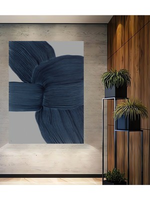 Teona Ahşap Dekoratif Ahşap Dikdörtgen Tablo Mavi Dalga